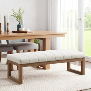 52.7" Upholstered Bedroom Bench – Boucle Fabric, Solid Wood Frame, Multi-Use
