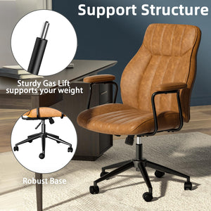 Leather Office Chair – Height Adjustable, Mid-Century Modern