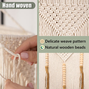 Extra Large Macrame Wall Hanging – Boho Tapestry with Rod, 70.8" × 39"
