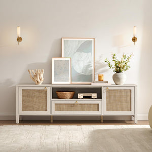 Rattan TV Stand with Drawer & Storage Cabinets