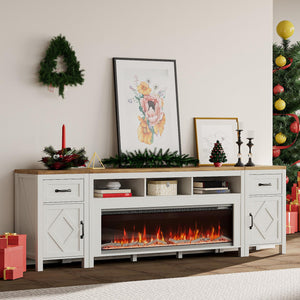 Fireplace TV Stand with 50" Electric Fireplace & Storage Cabinets