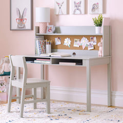 Kids Desk with Hutch and Chair Set – Wooden Study Desk with Storage