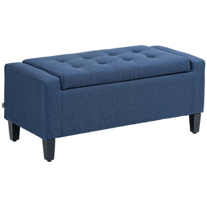 Storage Ottoman Bench with Lift Top & Rubberwood Legs – Linen Upholstered, 330 lb Capacity