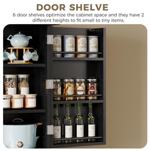 Farmhouse Kitchen Pantry Cabinet with Sliding Racks & Door Shelves