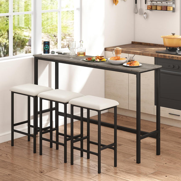 4-Piece Counter Height Bar Table Set with Power Outlet