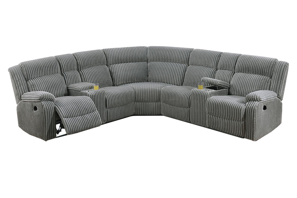 L-Shaped Power Reclining Sectional Sofa with USB Ports & Storage Consoles