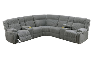 L-Shaped Power Reclining Sectional Sofa with USB Ports & Storage Consoles