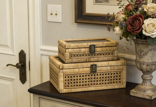 Rattan Decorative Box with Lid – Set of 2