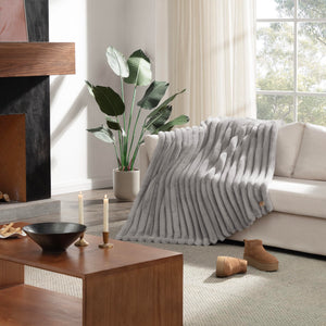 Faux Fur Throw Blanket – Reversible Plush Cozy Throw for Couch, Bed & Chair