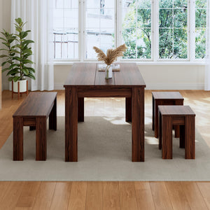 62.9" Dining Table Set with Bench & 2 Stools