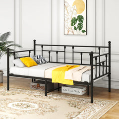 Twin Metal Daybed Frame with Storage & Steel Slats