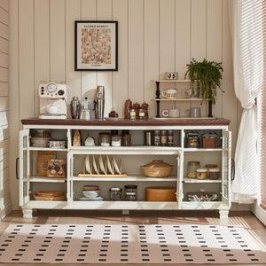 Farmhouse Sideboard Buffet Cabinet with Glass Doors