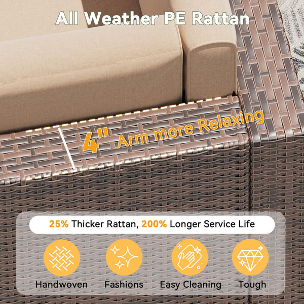 8-Piece Outdoor Patio Sectional Sofa Set with Storage Table