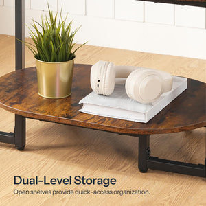 Oval Coffee Table with 2-Tier Open Storage Shelf