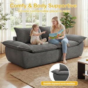 59" Boneless Loveseat Sofa – 2-Seater Foam Couch with Removable Cushions