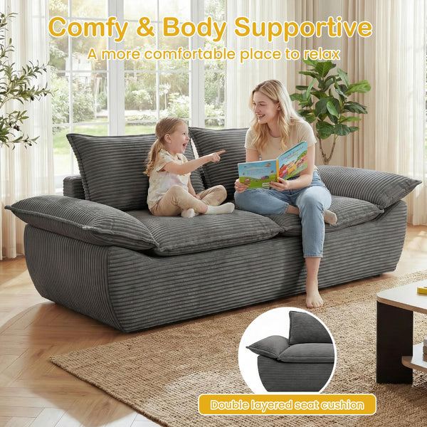 59" Boneless Loveseat Sofa – 2-Seater Foam Couch with Removable Cushions