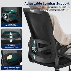 Ergonomic Mesh Office Chair with Adjustable Lumbar Support & Flip-Up Armrests