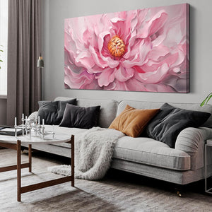 Pink Floral Canvas Wall Art – Large Botanical Print for Living Room & Bedroom