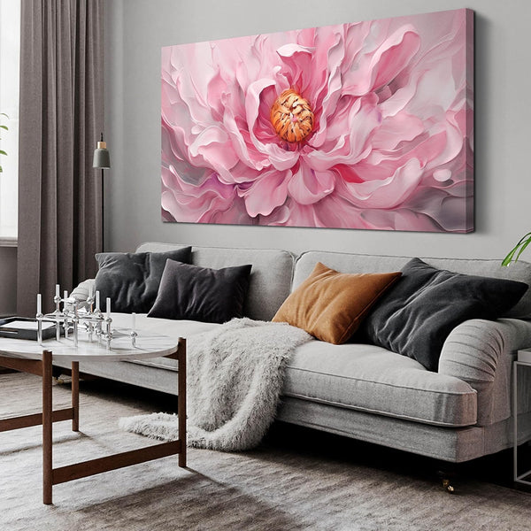 Pink Floral Canvas Wall Art – Large Botanical Print for Living Room & Bedroom