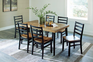 7-Piece Rectangular Dining Table Set with 6 Ladderback Chairs
