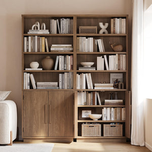 70" Tall Bookcase with Doors & Adjustable Shelves