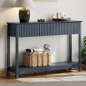 47" Fluted Console Table with 3 Drawers & Shelf