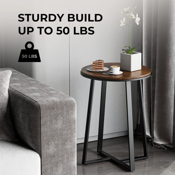 Round End Table with Metal Frame