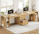 96.5" Two Person Desk with Drawers & Storage Shelves