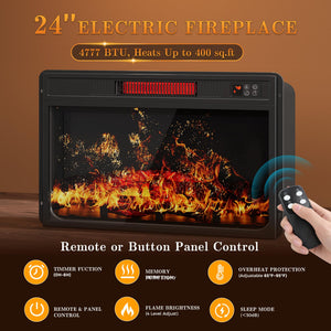 Fireplace TV Stand with Electric Fireplace & LED Lights