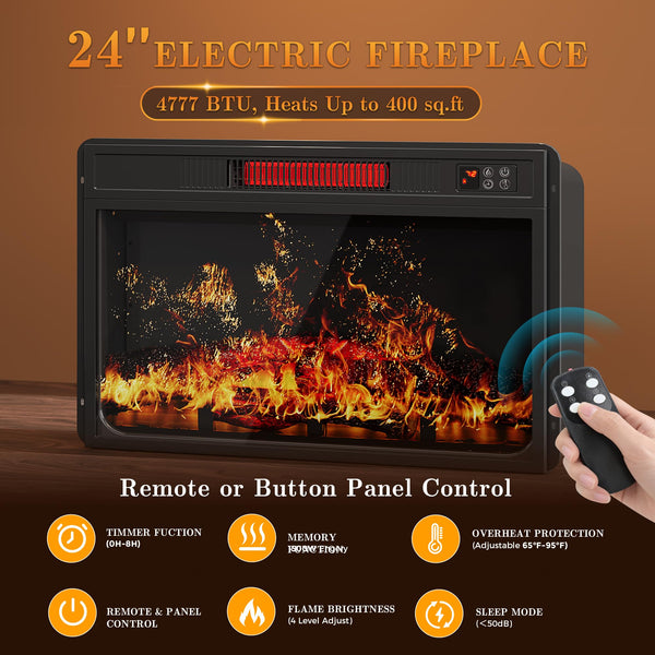 Fireplace TV Stand with Electric Fireplace & LED Lights