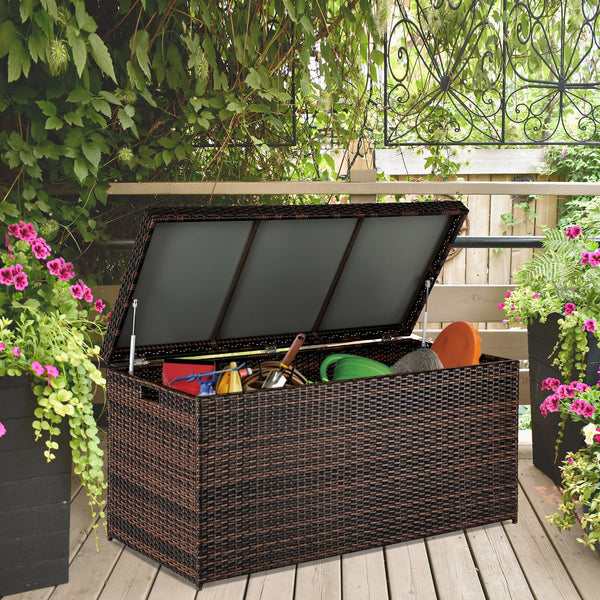 132-Gallon Wicker Outdoor Storage Box