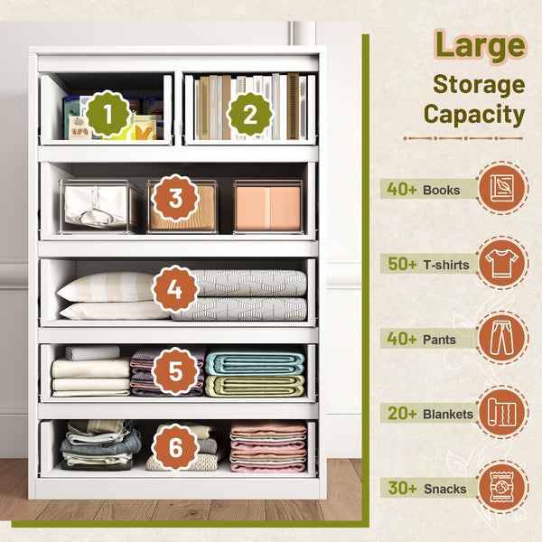 6-Drawer Tall Wooden Dresser – Modern Chest of Drawers for Bedroom