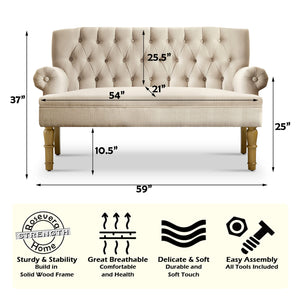 Linen Beige Loveseat Sofa for Living Room
