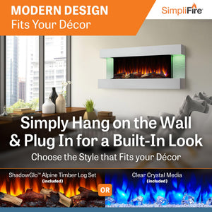 Wall Mount Electric Fireplace with Floating Mantel
