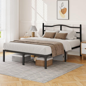 14-Inch Metal Platform Bed Frame with Headboard