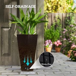 Tall Outdoor Planters Set of 3 with Drainage Holes – 28 Inch Taper Plant Pots