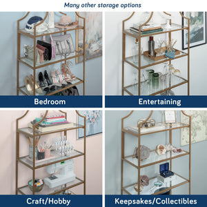 5-Shelf Bookcase with Satin Gold Finish