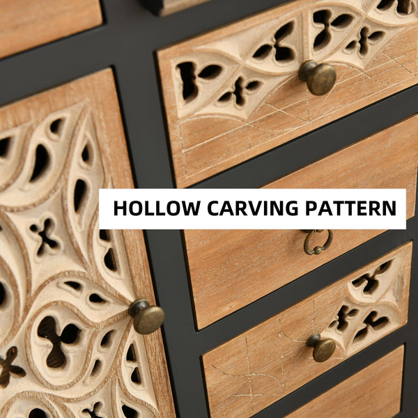 Carved Wood Accent Cabinet with 5 Drawers