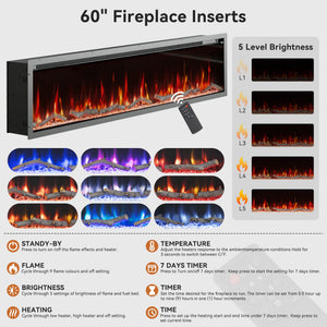 70-Inch Fireplace TV Stand with 50" Electric Fireplace for TVs up to 80"