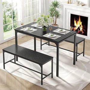 Dining Table Set for 4 with Bench – Kitchen Table & Chairs Set