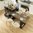 Rolling Kitchen Island with Extendable Countertop & Storage