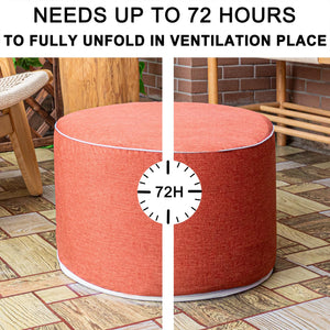 Round Outdoor Patio Ottoman – Waterproof Foam-Filled Footrest Pouf