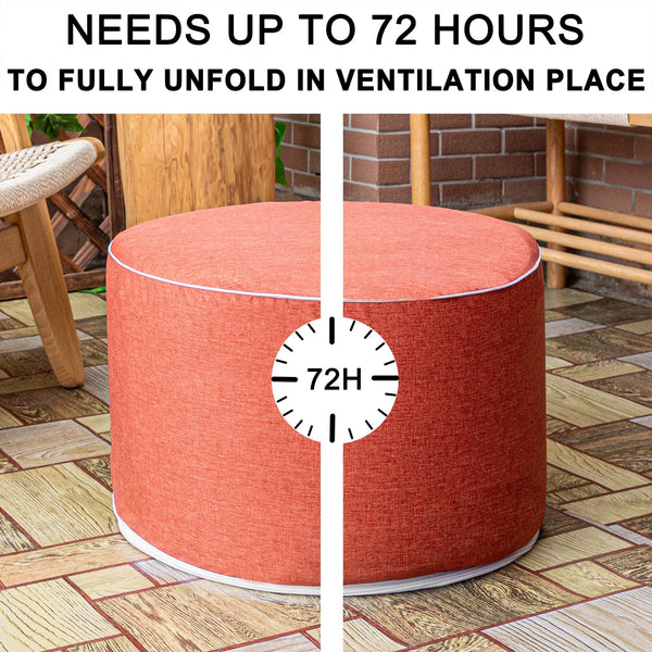 Round Outdoor Patio Ottoman – Waterproof Foam-Filled Footrest Pouf