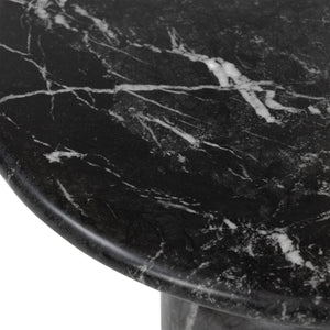 Round Marble Top End Table with Iron Frame