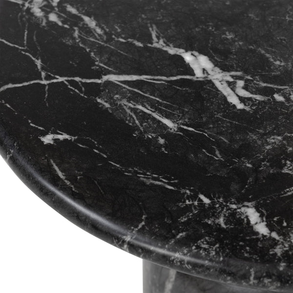 Round Marble Top End Table with Iron Frame