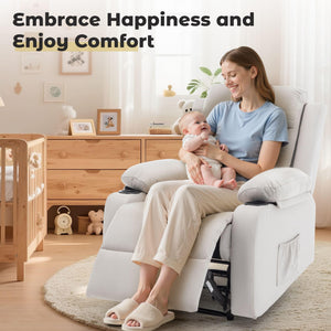 Small Space Recliner Chair with Adjustable Backrest – Beige