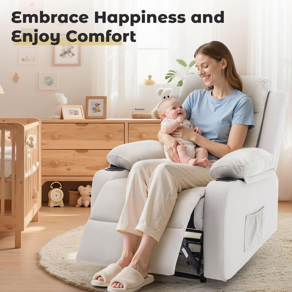 Small Space Recliner Chair with Adjustable Backrest – Beige