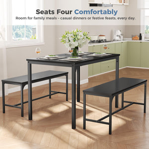 Dining Table Set for 4 with Bench – Space-Saving Kitchen Table Set
