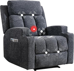 Manual Recliner Chair with Massage, Heat & Cup Holders