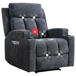 Manual Recliner Chair with Massage, Heat & Cup Holders